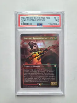 MTG Ravenous Tyrannosaurus FOIL PSA 7 NM Jurassic Park Magic 2023 Card #018 - Image 6