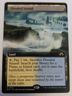 MTG English Magic Card NM Extended Art FLOODED STRAND from Modern Horizons 3 - Image 1