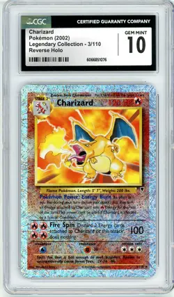 Pokemon Charizard #3 Legendary Collection Reverse CGC 10 Gem Mint - Image 1