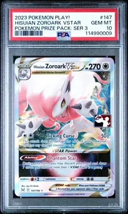 PSA 10, POP 5!! 2023 POKEMON PLAY! POKEMON PRIZE PACK #147 HISUIAN ZOROARK VSTAR - Image 1