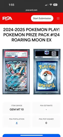 PSA 10 POP 4!! 2024-25 POKEMON PLAY! ROARING MOON ex POKEMON PRIZE PACK - Image 3