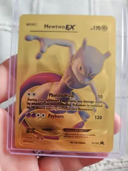 Mewtwo EX Gold Foil Fan Art Textured Collector Pokemon Card HP170 XY125 - Image 1