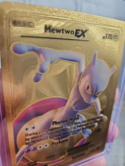 Mewtwo EX Gold Foil Fan Art Textured Collector Pokemon Card HP170 XY125 - Image 3