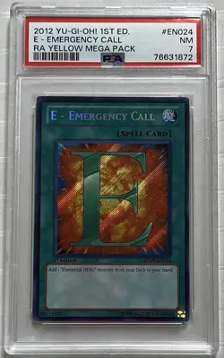 PSA NM 7 2012 YU-GI-OH! Secret Rare 1st Ed E-Emergency Call RYMP-EN024 Ra Yellow - Image 3