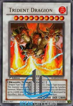 Yugioh RGBT-EN043 Trident Dragon Ultra Rare 1st Edition MP - Image 3
