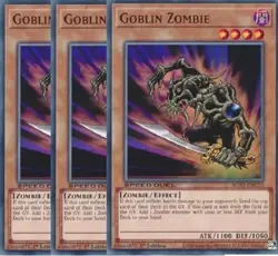 Yugioh - Goblin Zombie x 3 - 1st Edition NM - Plus Free Holographic Card - Image 1