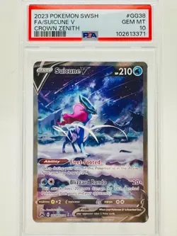 Pokemon TCG Suicune V Crown Zenith: Galarian Gallery Holo Card GG38/GG70 PSA 10 - Image 1