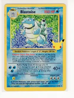*READ* Blastoise Celebrations 2/102 Classic Collection Holo Pokemon Card (C1) - Image 1