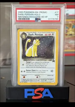 Pokemon Dark Persian Holo Black Star Promo #17 2000 Nintendo Magazine - PSA 7 - Image 1