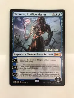Tezzeret Artifice Master Foil Promo Date Stamp MTG Magic Gathering Card Mint M19 - Image 1