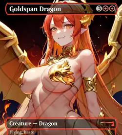 Goldspan Dragon RETIRED Anime Waifu Style Card For EDH and Playtest - Image 1