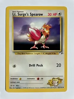Pokemon Card 2000 Gym Heroes Set Lt. Surge's Spearow 52/132 NM-Mint - Image 1