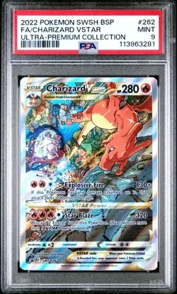 2022 POKEMON SWSH BLACK STAR PROMO #262 FULL ART/CHARIZARD VSTAR PSA 9 - Image 1