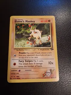 Pokemon TCG Unlimited Gym Challenge Blaine's Mankey Card 63/132 - Image 1