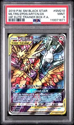 PSA 9 MOLTRES & ZAPDOS & ARTICUNO GX SM210 FULL ART BLACK STAR PROMO ETB POKEMON - Image 1
