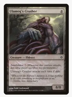 Ulamog's Crusher #13 Rise Of Eldrazi Magic Card In Protective Sleeve - Image 1