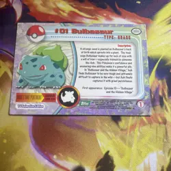 Topps Pokemon Card Bulbasaur #01 - TV Animation Edition Green Logo Mp - Image 4