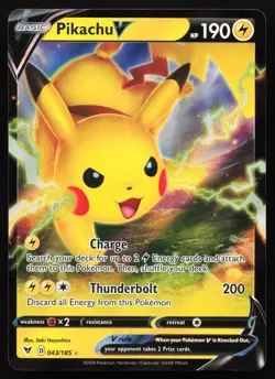 Pikachu V 043/185 Vivid Voltage Holo Rare Near Mint Pokemon Card - Image 1