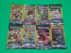 New Pokemon TCG Sun & Moon And XY 3 Card Booster Packs Assorted Lot X8 Sealed - Image 1