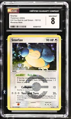CGC 8 Snorlax 2004 EX Fire Red & Leaf Green 15/112 Reverse Holo Pokemon Card - Image 1