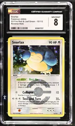 CGC 8 Snorlax 2004 EX Fire Red & Leaf Green 15/112 Reverse Holo Pokemon Card - Image 3