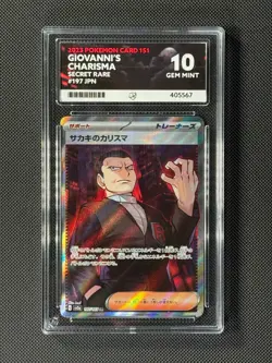 ACE 10 Giovanni's Charisma 197/165 SR Japanese Pokemon Card 151 GEM MINT - Image 1