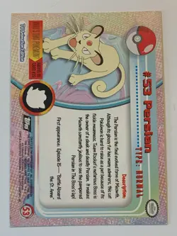 1999 Topps Pokemon TV #53 Persian (C) Silver Foil Black Logo (Rays 2nd Print) - Image 4