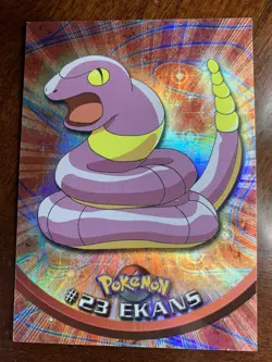 1999 Topps Pokemon TV #23 Ekans Rainbow Foil Black Logo C - Image 3