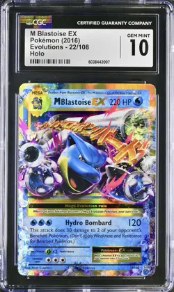 Pokemon Mega M Blastoise EX 22/108 Evolutions Holo CGC 10 Gem Mint - Image 1