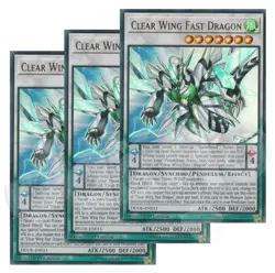 Yugioh - Clear Wing Fast Dragon x 3 - 1st Edition Ultra Rare NM - Free Holo Card - Image 1