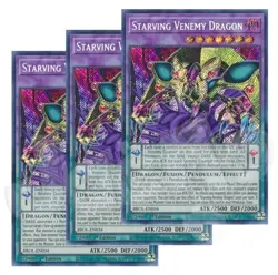Yugioh Starving Venemy Dragon x 3 - 1st Edition Secret Rare NM - Free Holo Card - Image 1