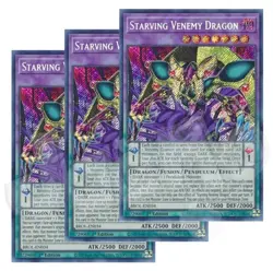 Yugioh Starving Venemy Dragon x 3 - 1st Edition Secret Rare NM - Free Holo Card - Image 2