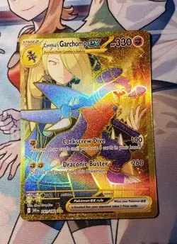 Pokemon Card Cynthia's Garchomp ex 241/182 Destined Rivals Gold Hyper Rare GEM - Image 2