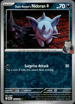 Pokemon Team Rocketâ€™s Nidoran 114/182 Destined Rivals Reverse Holo 2 Card Lot - Image 1