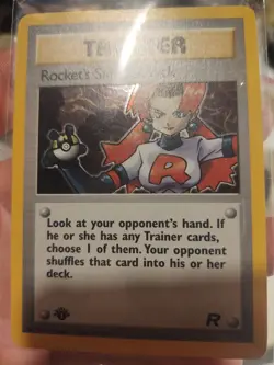 Pokemon TCG Wizards Nintendo 1st Edition Rockets Sneak Attack Trainer Holo Card - Image 1