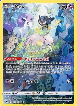 Full Art Holo Mew GG10/GG70 Pokemon TCG Card Crown Zenith Galarian Gallery 2023 - Image 2