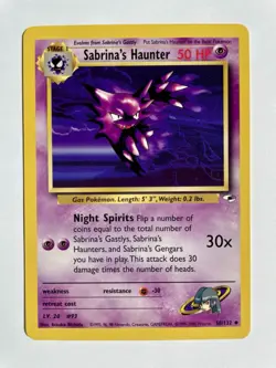 Pokemon Card 2000 Gym Heroes Set Sabrina's Haunter 58/132 NM-Mint - Image 1