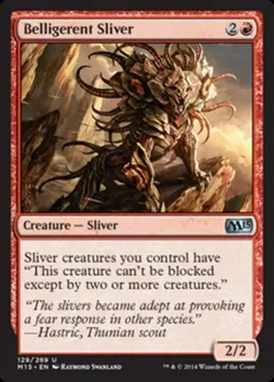 Light Play, English MTG Regular Belligerent Sliver Magic 2015 Magic the Gatherin - Image 1