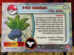 #43 Oddish Pokemon Topps 1999 Series 1 SILVER FOIL Textured Vintage MP - Image 2