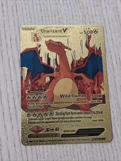 Charizard V Gold Foil Pokémon “Wild Flames” Lv91 508 HP Fan Art Card LP - Image 3