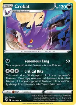 Crobat 105/195 Swsh12: Sword & Shield - Silver Tempest Holo - Image 1
