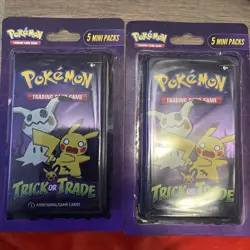 2- Pokémon Trading Card Packages. 5 Mini Packs In Each. Trick Or Trade 2024 - Image 1