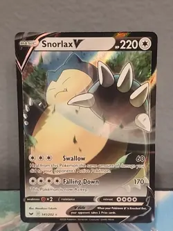 Snorlax V 141/202 Ultra Rare Pokemon Card Sword And Shield Base Set - Image 4