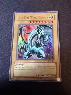 YUGIOH Blue-Eyes White Dragon LOB-001 Original Print Unlimited MP - Image 1