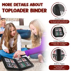 Toploader Binder 4 Pocket, Top Loader Card Binder Holds 112 Toploader Cards f... - Image 3