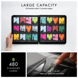 Premium 12 Pocket Trading Card Binder | Holds 480 Cards | Durable Exo-Tec - Image 3