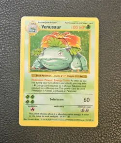 PokÃ©mon TCG Venusaur Base Set Holo Shadowless Rare Card 15/102 - Image 1
