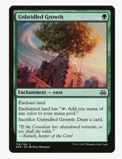 Unbridled Growth #126 Aether Revolt (AER) Magic Card in a Protective Sleeve - Image 1