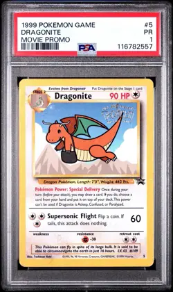 PSA 1 Dragonite Black Star Promo #5 Stamped First Movie 1999 Pokemon WoTC - Image 1