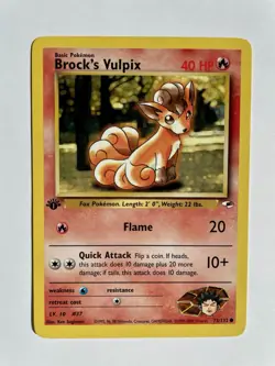 Pokemon Card 2000 Gym Heroes Set Brock's Vulpix 73/132 1st Edition NM-Mint - Image 1